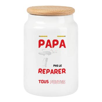 Quand Papa Répare Tout - Boîte à biscuits avec couvercle en bois - blanc - Devant