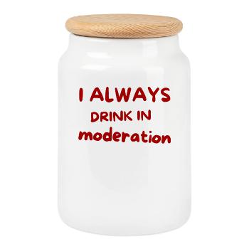 Ich trinke immer in Maßen – Red Script - Keksdose mit Holzdeckel - Weiß - Vorne
