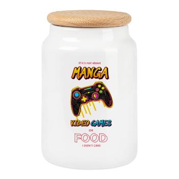 Manga Neon Gamer  - Cookie Jar with Wooden Lid - white - Front