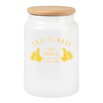 This Is What the Best Uncle Looks Like - Cookie Jar with Wooden Lid - white - Front