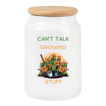 Je ne parle pas du t-shirt floral de jardin de culture - Boîte à biscuits avec couvercle en bois - blanc - Devant