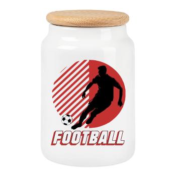 Football - Cookie Jar with Wooden Lid - white - Front