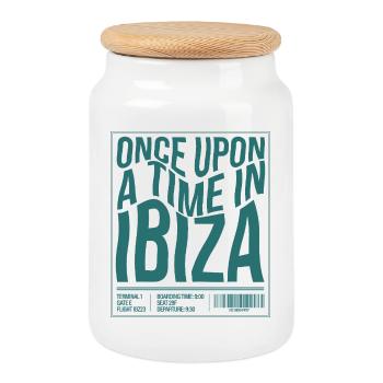 Once Upon a Time in Ibiza – Retro Travel Vibes - Cookie Jar with Wooden Lid - white - Front