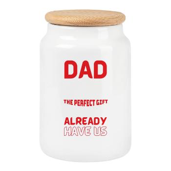 Échec du cadeau de papa : tu nous as déjà - Boîte à biscuits avec couvercle en bois - blanc - Devant