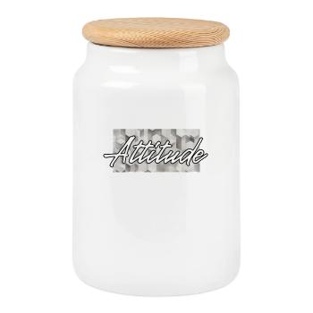 Attitude Geometric Logo Tee - Boîte à biscuits avec couvercle en bois - blanc - Devant