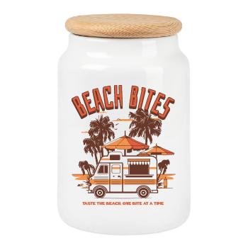 Beach Bites – Kulinarische Strandmomente - Keksdose mit Holzdeckel - Weiß - Vorne