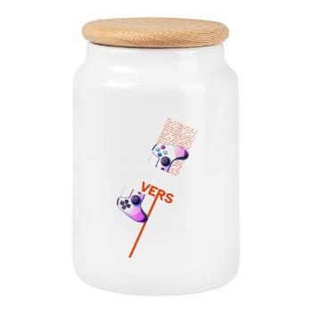 Univers Jeux Fusion Contrôleurs - Boîte à biscuits avec couvercle en bois - blanc - Devant