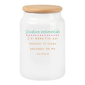 Situation sentimentale — siège retiré - Boîte à biscuits avec couvercle en bois - blanc - Devant