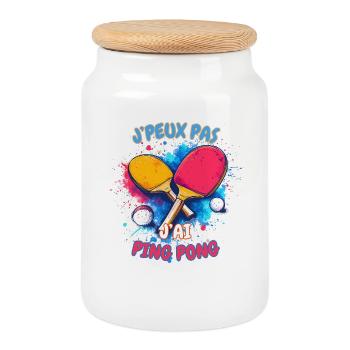 Ping Pong Coloré Déchaîné - Boîte à biscuits avec couvercle en bois - blanc - Devant