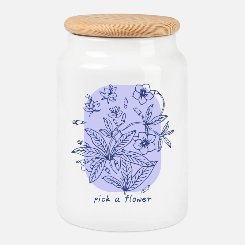 Pick a Flower - Keksdose mit Holzdeckel - Weiß