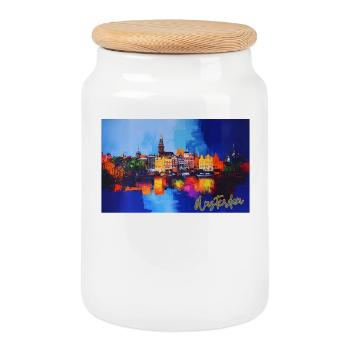 Amsterdam Urban Colorful Reflections - Cookie Jar with Wooden Lid - white - Front