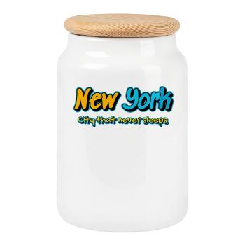 Nuits de graffiti à New York - Boîte à biscuits avec couvercle en bois - blanc - Devant