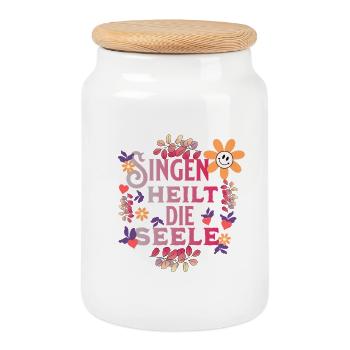 Singen Heilt Die Seele Chor Chorleiterin Geschenk - Keksdose mit Holzdeckel - Weiß - Vorne