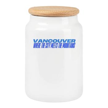 Pouls et Pics de la ville de Vancouver - Boîte à biscuits avec couvercle en bois - blanc - Devant
