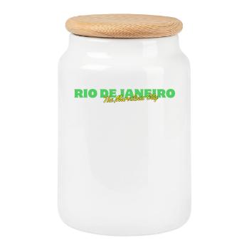 Rio de Janeiro Ville Merveilleuse - Boîte à biscuits avec couvercle en bois - blanc - Devant