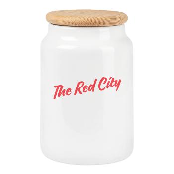 Marakech : Le Scénario rétro de la Cité Rouge - Boîte à biscuits avec couvercle en bois - blanc - Devant