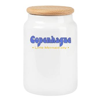 Copenhague Mermaid City - Boîte à biscuits avec couvercle en bois - blanc - Devant