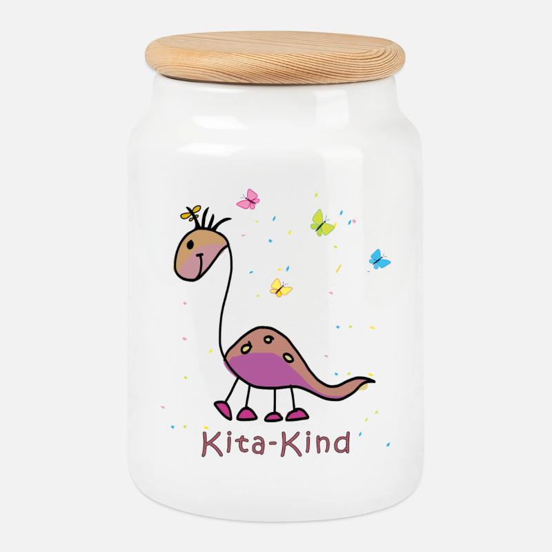 Kita Kind - Keksdose mit Holzdeckel - Weiß