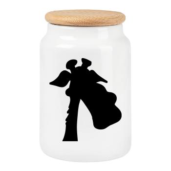 Silhouette de girafe - Boîte à biscuits avec couvercle en bois - blanc - Devant