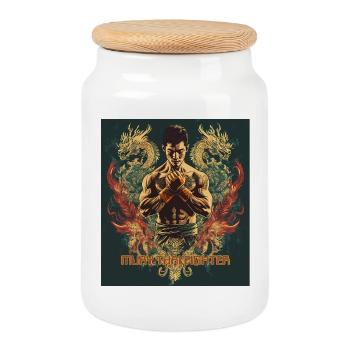 Muay Thai Dragon Fury - Cookie Jar with Wooden Lid - white - Front