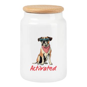 Dog Dad Mode Activated - Cookie Jar with Wooden Lid - white - Front