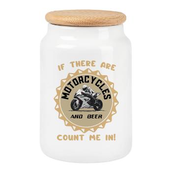 If There Are Motorcycles and Beer - Cookie Jar with Wooden Lid - white - Front