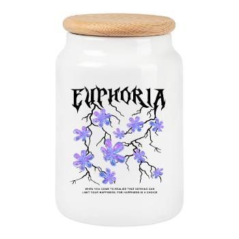 Holographic Flowers - Cookie Jar with Wooden Lid - white - Front