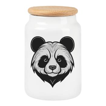 Conception de masque de panda charmant - Boîte à biscuits avec couvercle en bois - blanc - Devant