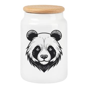 Visage d’ours avec breloque d’animal sauvage - Boîte à biscuits avec couvercle en bois - blanc - Devant