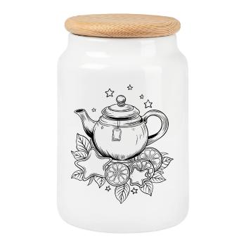Tee Teekanne mit Earl Grey, Sternen und Zitrone - Keksdose mit Holzdeckel - Weiß - Vorne