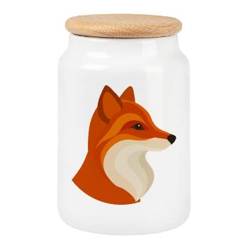 Renard moderne – géométrique et élégant - Boîte à biscuits avec couvercle en bois - blanc - Devant