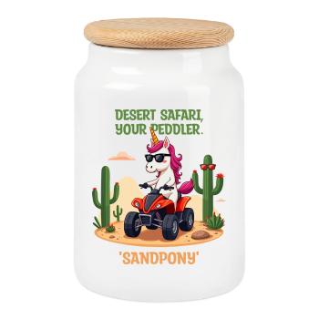 Desert Unicorn - Cookie Jar with Wooden Lid - white - Front