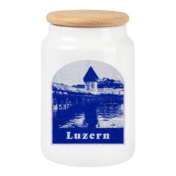 Lucerne, Suisse - Boîte à biscuits avec couvercle en bois - blanc - Devant