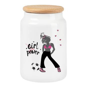 Girl power football event - Cookie Jar with Wooden Lid - white - Front