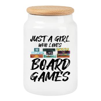 motif amusant avec dicton - Boîte à biscuits avec couvercle en bois - blanc - Devant