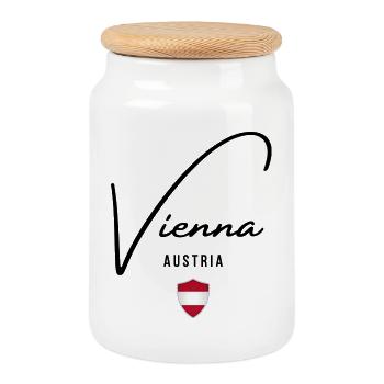 I love Vienna, Austrian pride - Cookie Jar with Wooden Lid - white - Front
