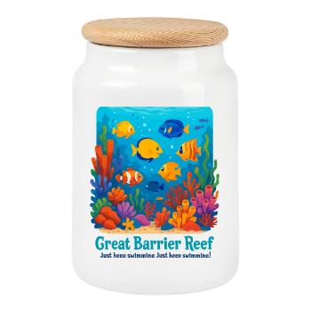 Great Barrier Reef - Cookie Jar with Wooden Lid - white - Front