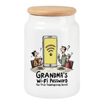 Omas WLAN-Passwort - Keksdose mit Holzdeckel - Weiß - Vorne
