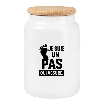 Colorful Abstract Graphic Design - Cookie Jar with Wooden Lid - white - Front