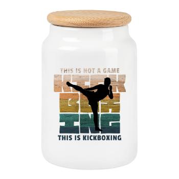 Kickboxen, Kickboxing, Kickboxer Rétro - Boîte à biscuits avec couvercle en bois - blanc - Devant