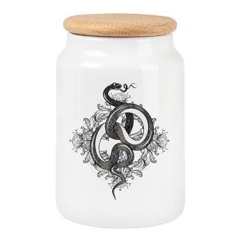 Mystical Snake Ornament – Elegant & Powerful - Cookie Jar with Wooden Lid - white - Front