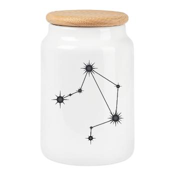 Balance Étoile Constellation Signe du zodiaque Noir et Gris - Boîte à biscuits avec couvercle en bois - blanc - Devant