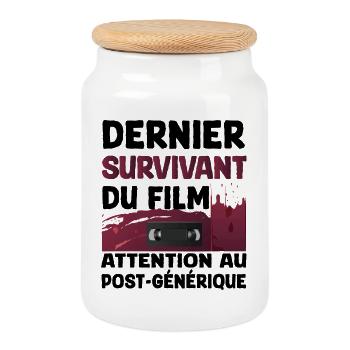 Cassette Survival Art Design - Cookie Jar with Wooden Lid - white - Front