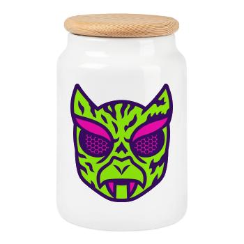 Neon Viper Mask - Keksdose mit Holzdeckel - Weiß - Vorne