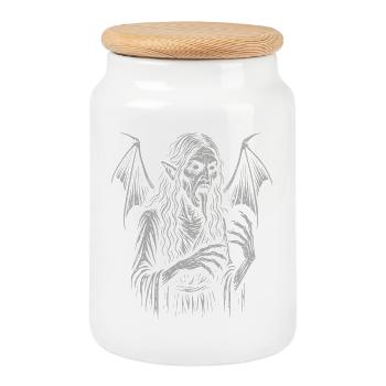 Strzyga - Slavic Demon Witch Illustration - Cookie Jar with Wooden Lid - white - Front