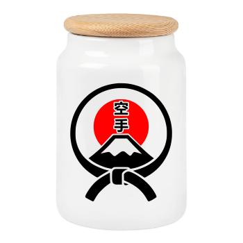 Fuji-San - Cookie Jar with Wooden Lid - white - Front