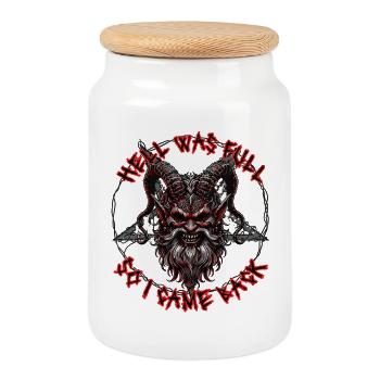 Satanist Baphomet Satanism - Cookie Jar with Wooden Lid - white - Front