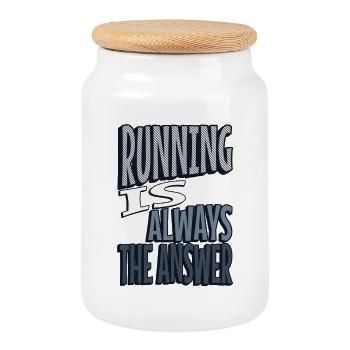 Running is always the answer - Cookie Jar with Wooden Lid - white - Front