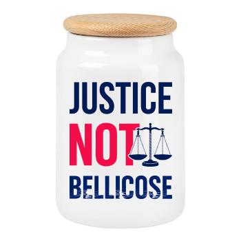 JUSTICE_NOT_BELLICOSE - Cookie Jar with Wooden Lid - white - Front