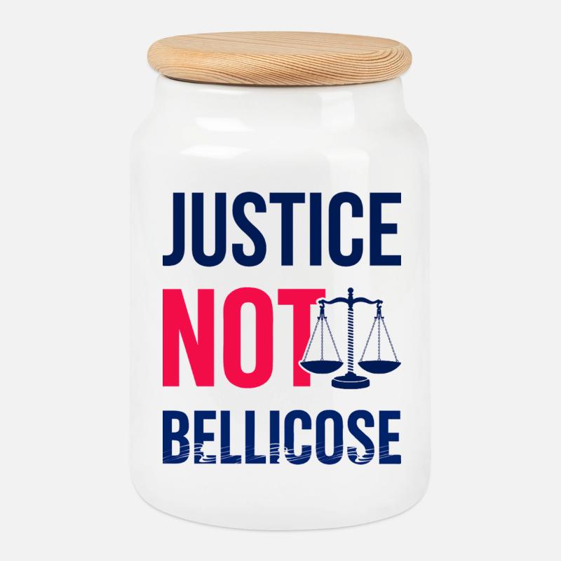 JUSTICE_NOT_BELLICOSE - Keksdose mit Holzdeckel - Weiß